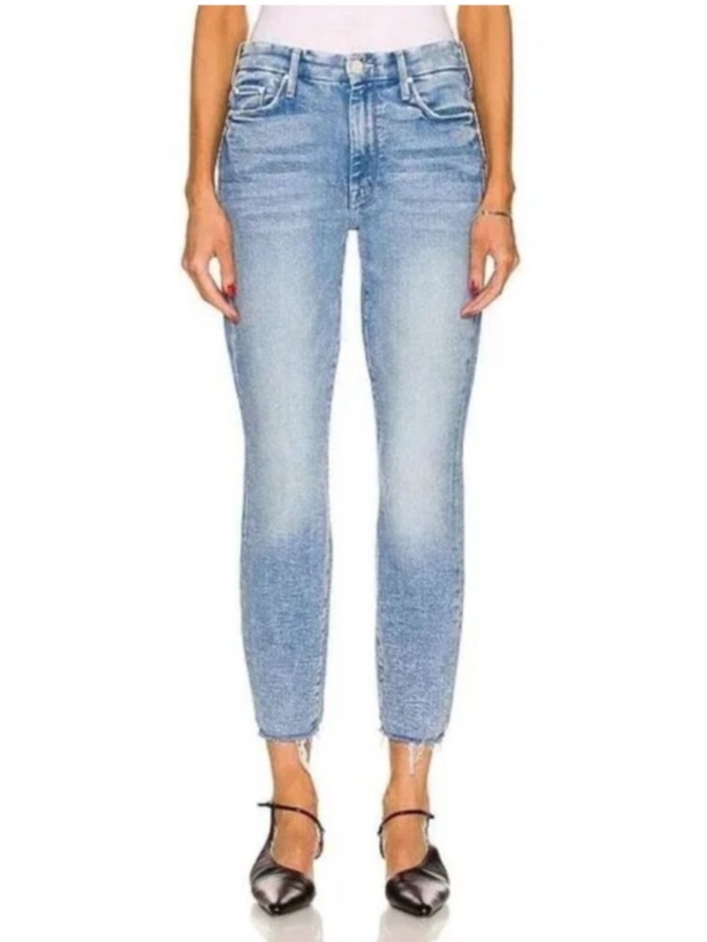 MOTHER High Waisted Looker Ankle Fray Jeans in Deep Breaths Size 26